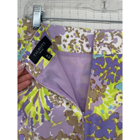 Talbots Petites Womens Skirt Sz 8P Lined Pencil Purple Floral Ditzy CottageCore - Picture 4 of 9